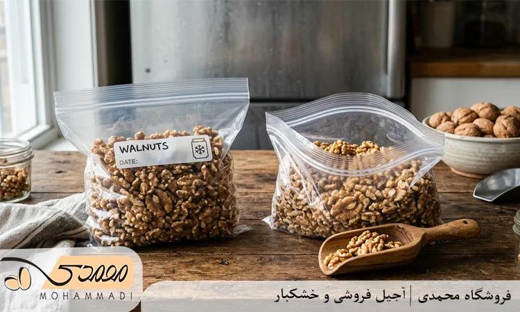 نگهداری در دمای اتاق فقط برای مصرف کوتاه مدت، حداکثر دو تا سه ماه، توصیه می شود. حتی در این حالت هم گردو باید در ظرف دربسته، دور از نور مستقیم آفتاب و منابع حرارتی مانند اجاق گاز نگه داشته شود.